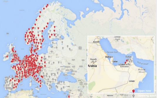 auto Tesla Supercharger mapa nabíjecích stanic Evropa 2017