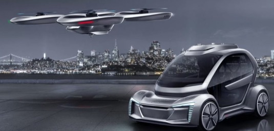 auto Airbus Audi létající dron