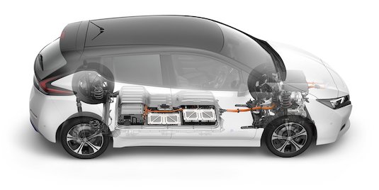 auto elektromobil Nissan Leaf řez baterie