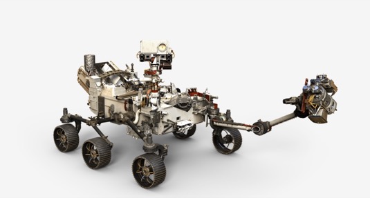 Marsovské vozítko Mars 2020 vycházející ze staršího roveru Curiosity