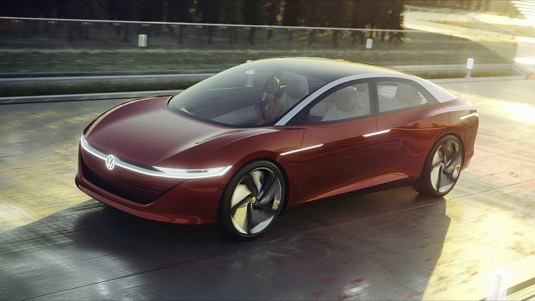 Elektrická budoucnost podle koncernu Volkswagen - koncept elektromobilu I.D. Vizzion, plně elektrické limuzíny.