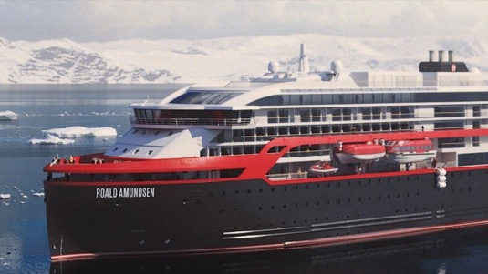 loď Norsko Hurtigruten hybridní Roald Amundsen