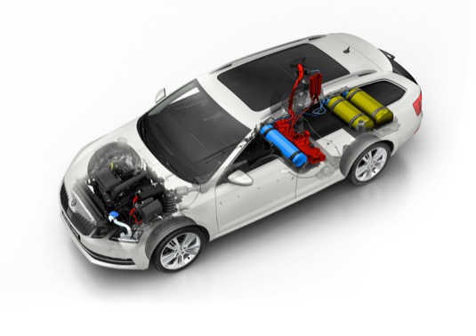 Umístění nádrží na CNG v nové Škoda Octavia G-TEC