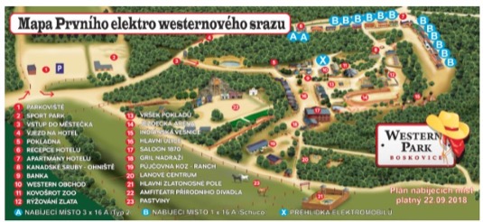Mapa Western parku Boskovice