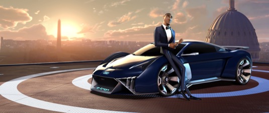 Audi RSQ e-tron jako protagonista na čtyřech kolech ve filmu „Špioni v převleku“ z produkce společnosti Twentieth Century Fox. Ryze virtuální superautomobil jezdí zcela elektricky a autonomně.