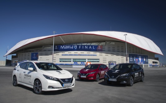 auto elektromobily UEFA Finale Madrid Nissan