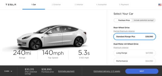 auto elektromobil Tesla Model 3 design studio