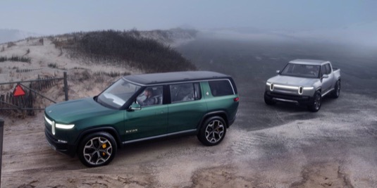 elektromobily Rivian R1T a R1S