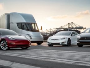auto elektromobily Tesla Model X, Model S, Model 3 a Tesla Semi