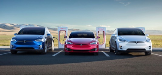 auto elektromobily Tesla Model S, Model X, Model 3