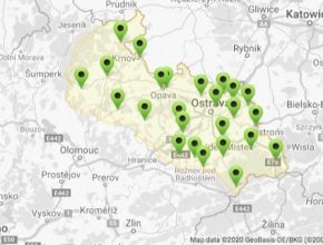 Mapa Krajských nabíječek Moravskoslezského kraje
