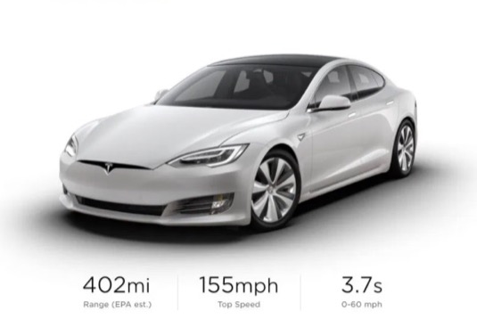 auto elektromobil Tesla Model S dojezd 402 mil 647 km