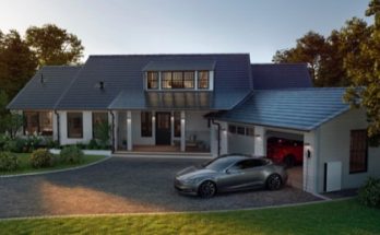 auto dům solární střešní tašky Tesla elektromobil Model 3