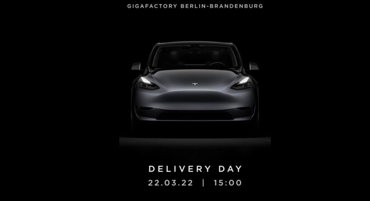Pozvánka na slavnostní otevření Tesla Gigafactory Berlin-Branderburg dne 22. března 2022. foto: Tesla