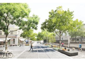 Klimatická revitalizace ulice Thaliastraße ve Vídni. foto: (c) DnD Landschaftsarchitektur