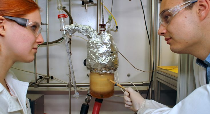 Výzkumníci Technické univerzity ve Vídni s modelem reaktoru v laboratoři © TU Wien