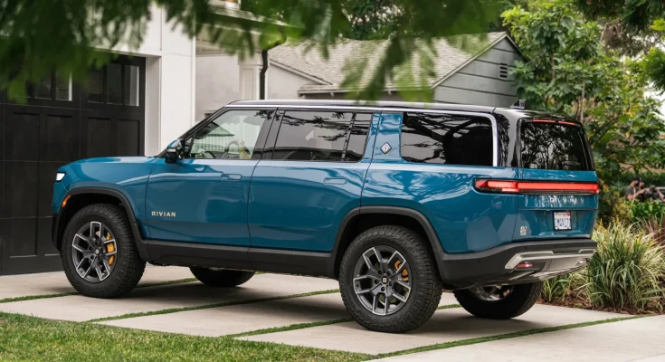Velké elektrické SUV Rivian R1S nabízí kapacitu baterie 135 kWh (7776 článků 2170 Samsung SDI, napětí 459 V, kapacita 360 Ah), dojezd 508 km a zrychlení 0-96,5 km/h za 3,0 sekundy. Nabíjet umí palubní nabíječkou 11,5 kW AC nebo 210 kW DC. Utáhne až 3493 kg. foto: Rivian