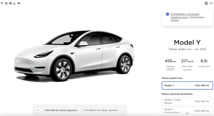 Nákup elektromobilu Tesla Model Y online. foto: vlastní