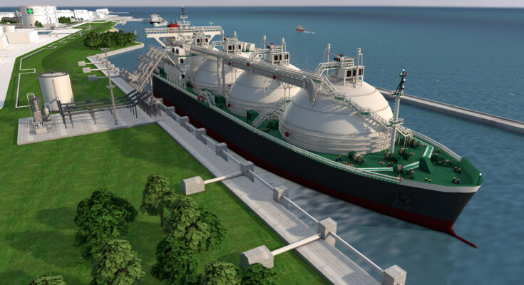 Připravovaný pozemní LNG terminál v německém Stade u řeky Labe. foto: ČEZ